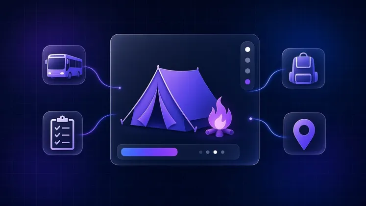 Logística de acampamento de jovens sem confusão